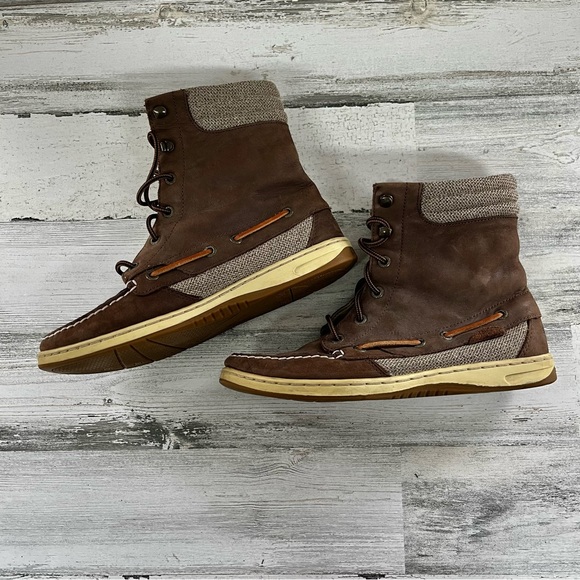 Sperry Women’s Brown Leather Hikerfish Ankle Boots Lace Up Size 8.5 - Picture 7 of 9